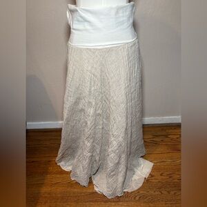 La Bottega Di Brunella Linen White Maxi Skirt M Fold Over Stretch Waist